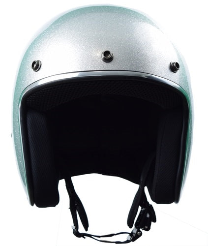 DOT Blue Metal Flake 3/4 Open Face Motorcycle Helmet