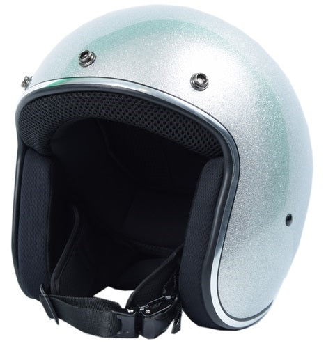 DOT Blue Metal Flake 3/4 Open Face Motorcycle Helmet